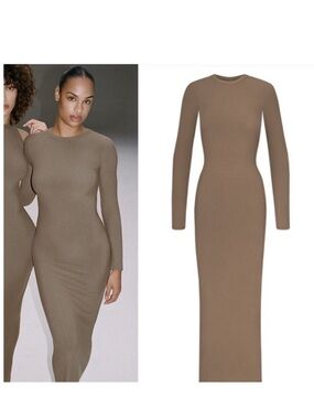 SKIMS Soft Lounge Long Sleeve Crewneck Maxi Dress Size Small